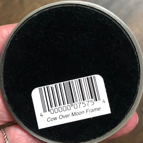 Pewter Hey Diddle Diddle Baby Picture Frame Cow Moon frame on wire pedestal CUTE - Picture 9 of 11